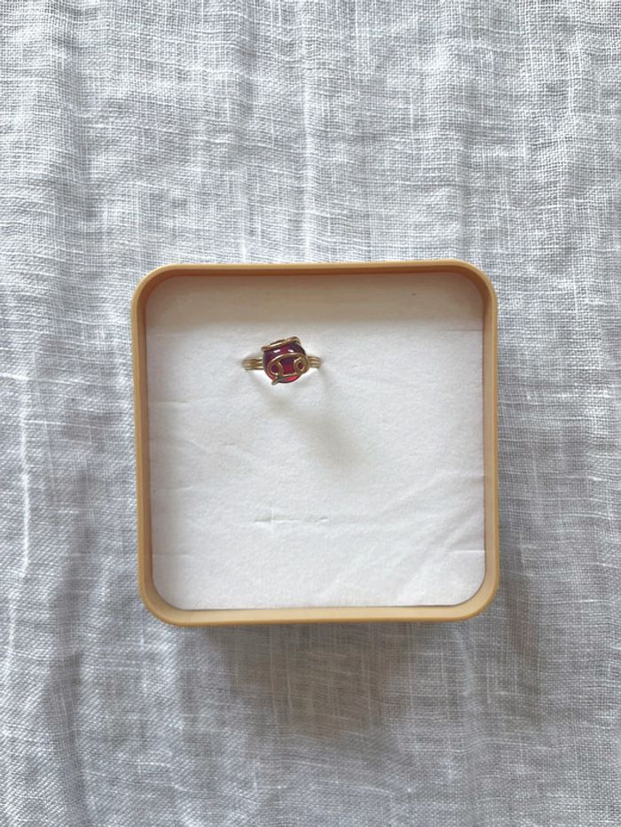 Bague doré et pierre rouge fait main - photo numéro 7