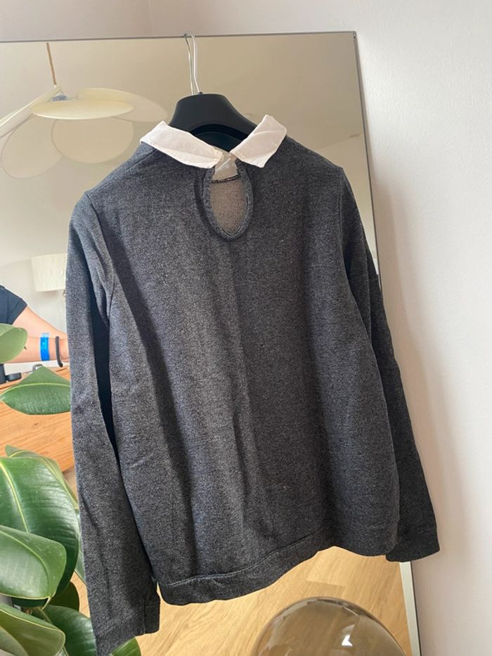 Chemisier pull gris à col perlé - photo numéro 3