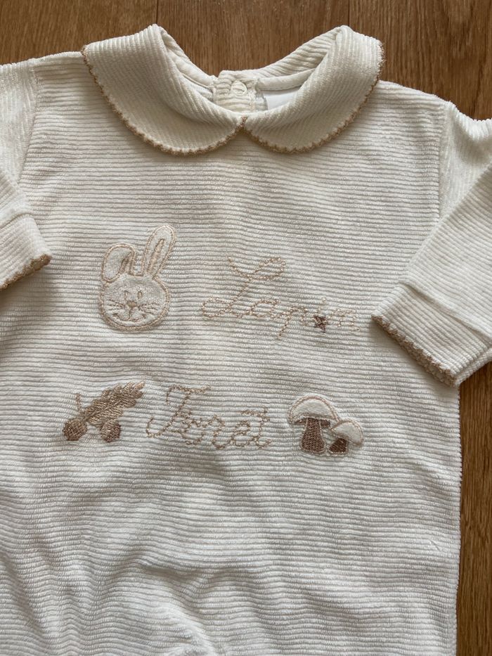Pyjama velours crème bébé 1M - photo numéro 3