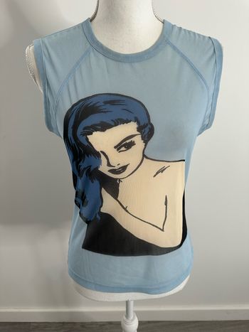 Débardeur en mesh résille bleu ciel Y2K NafNaf t40 l