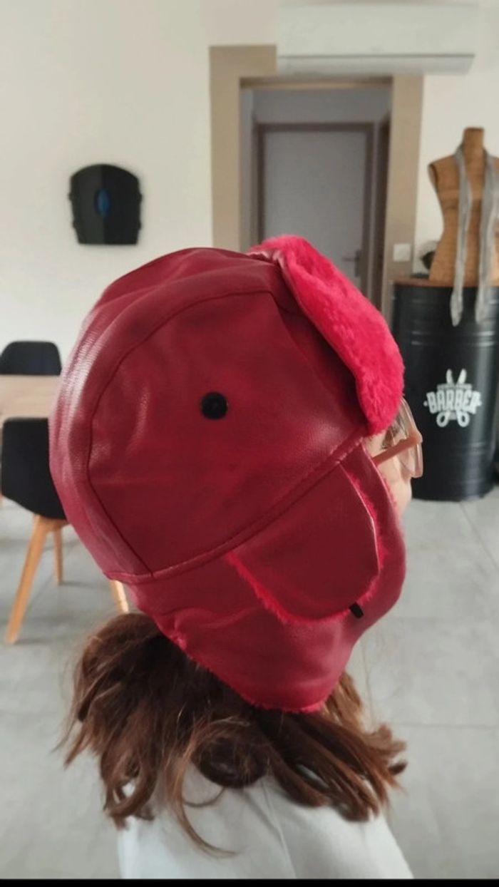 Chapeau style aviateur rouge enfant 52 cm - photo numéro 2