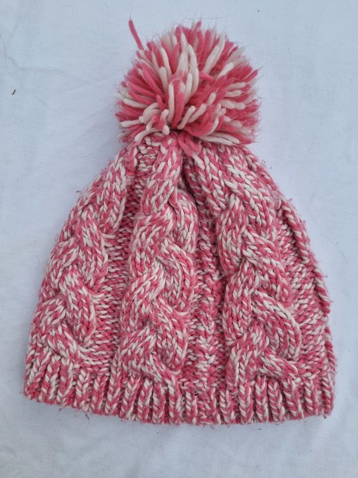 Bonnet pompon rose et blanc - photo numéro 2