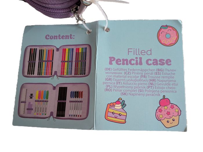 Coffret velours violet pour dessinateur futé remplie de crayons, feutres, règle... - photo numéro 2