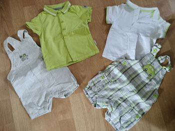 Salopette short et tee shirt garçon