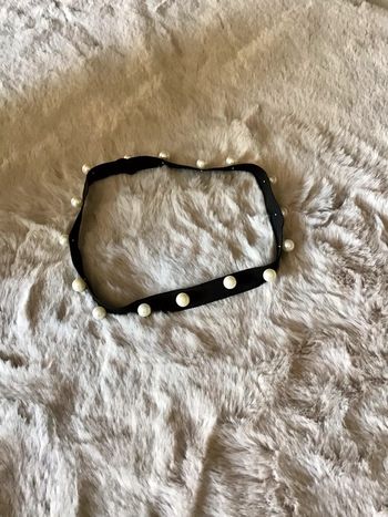 Bandeau cheveux noir avec perles nacrées taille unique (0623)