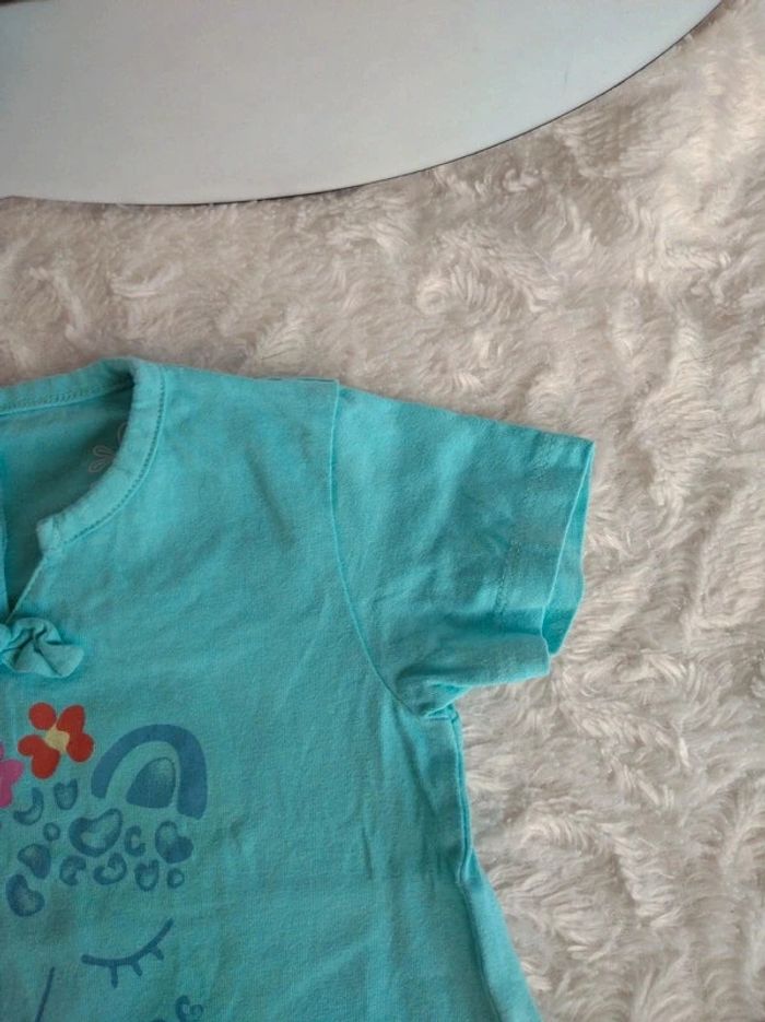 Tee shirt chemise manches courtes Fille 12 mois Jolie féline Panthère léopard 100% coton - photo numéro 5