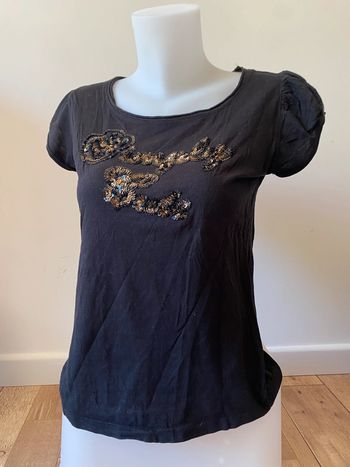 TEE shirt noir sequins