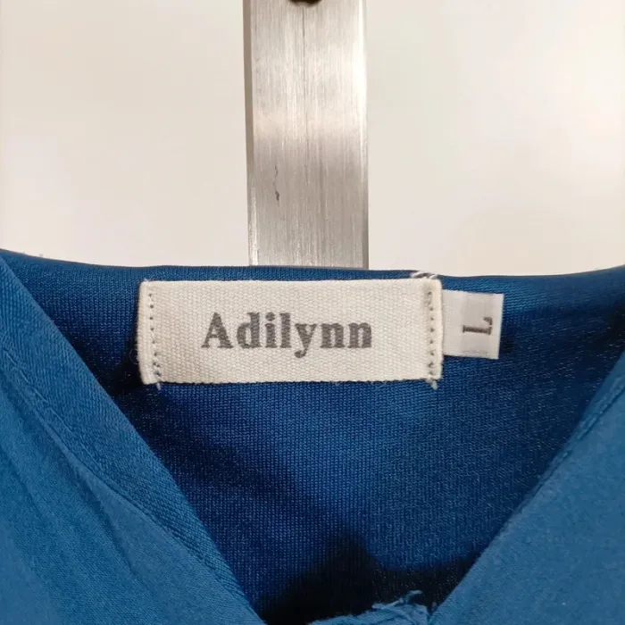Robe bleu pétrole Adilynn à bretelles – taille L, boutonnée et à empiècements ajourés A1071 - photo numéro 10