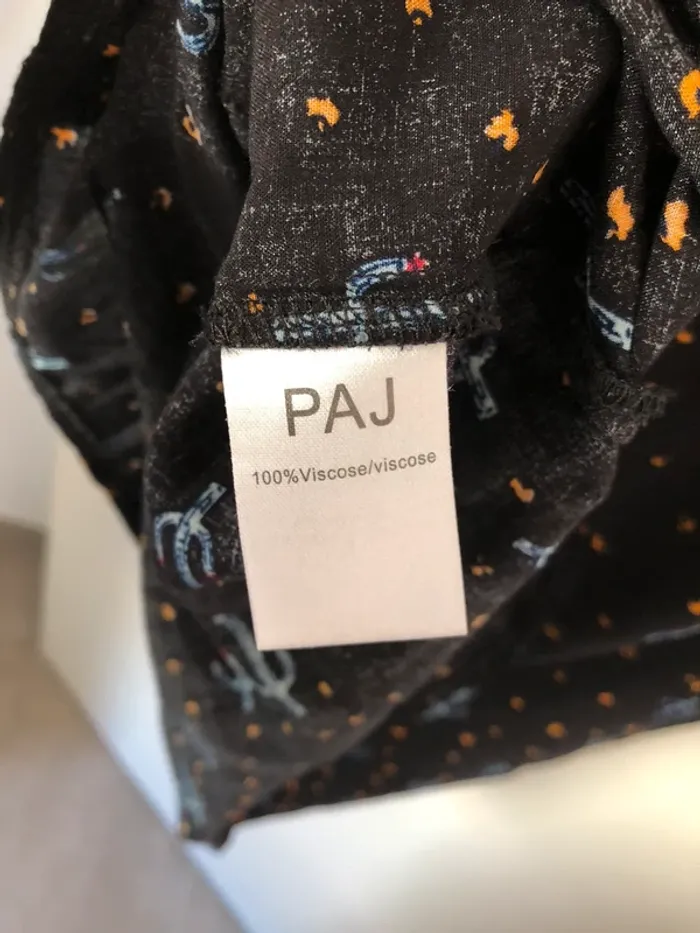 Robe droite noire à motifs cactus bleus, neuve avec étiquette PAJ taille S - photo numéro 14