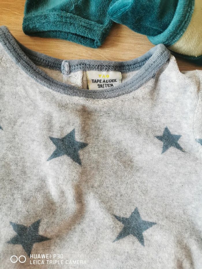 Lot 3 pyjamas velour 9 mois - photo numéro 4