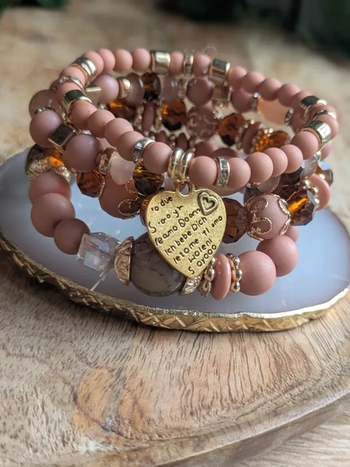 Lot de 4 bracelets perles roses tendance - photo numéro 3