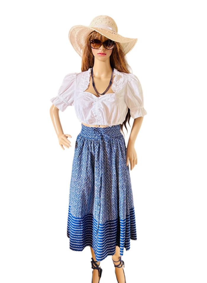 🦋Superbe jupe longue bleue vintage autrichienne cottagecore Austrian Blue long skirt🦋 - photo numéro 6