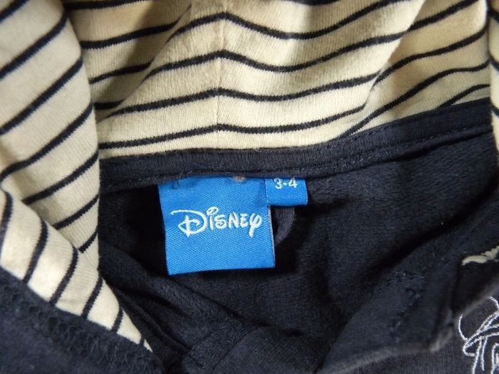 Pull sweat capuche molleton bleu marine blanc Mickey Disney 3 – 4 ans 98 – 104 cm garçon - photo numéro 5