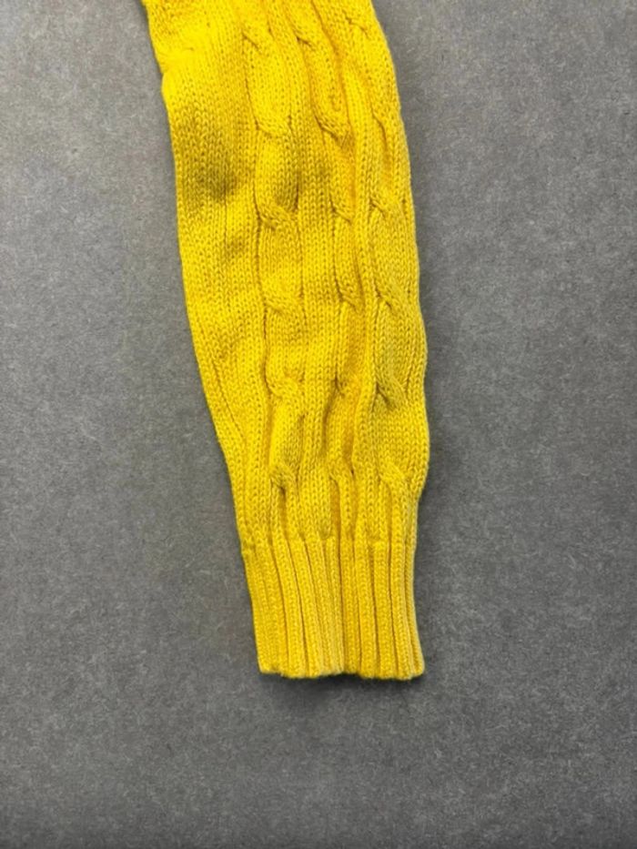 Pull d’hiver torsadé en maille Ralph Lauren jaune col rond taille L - photo numéro 6