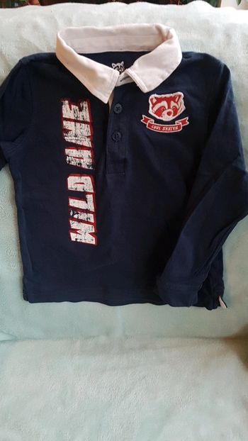 Polo marine et blanc  3 ans