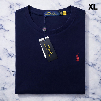 Tee Shirt Ralph Lauren pour homme - Taille XL - Bleu marine logo brodé rouge - Neuf