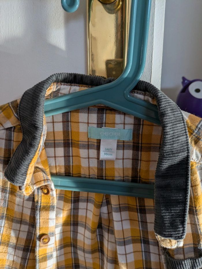 Chemise a carreaux avec empiècements velours - photo numéro 3