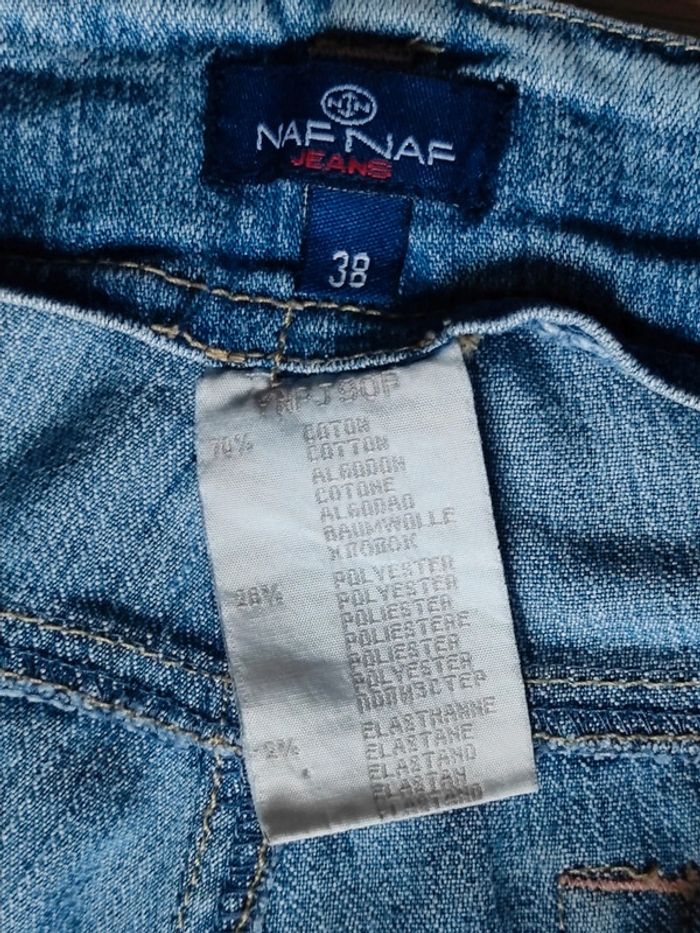 Pantalon Jean Mom évasé patte d'eph bleu clair y2k / Naf Naf - 38/M - photo numéro 15