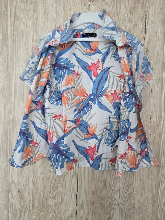 CHEMISE MANCHE COURTE GARÇON 👦 MOTIFS DESSUS TAILLE 6/7 ANS MARQUE TEX PORTER 1 1 FOIS - photo numéro 3