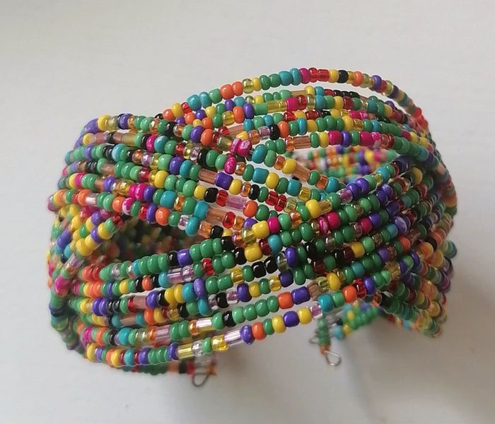 Bracelet perles de verre multicolore entrelacés - photo numéro 6