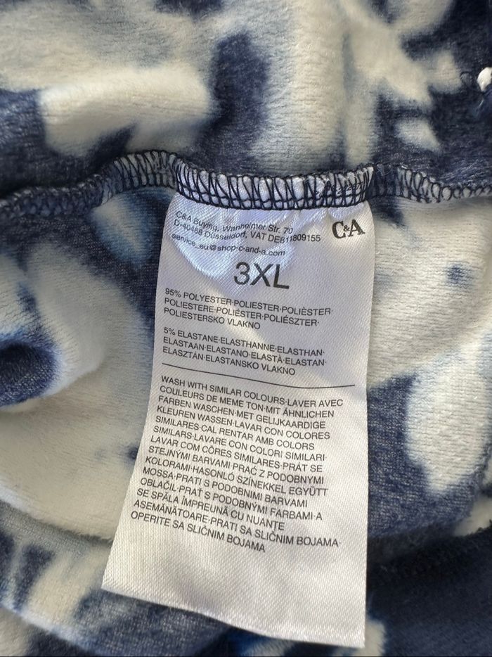 Robe de chambre polaire à fleurs bleue marine C&A T46 3XL - photo numéro 8