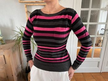 pull rayé rose camaieu L