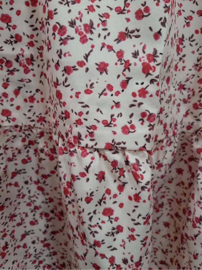 Blouse élégante grande taille 60/62 rose à imprimé floral – manches froncées et col rond, style décontracté chic toutes saisons - photo numéro 6
