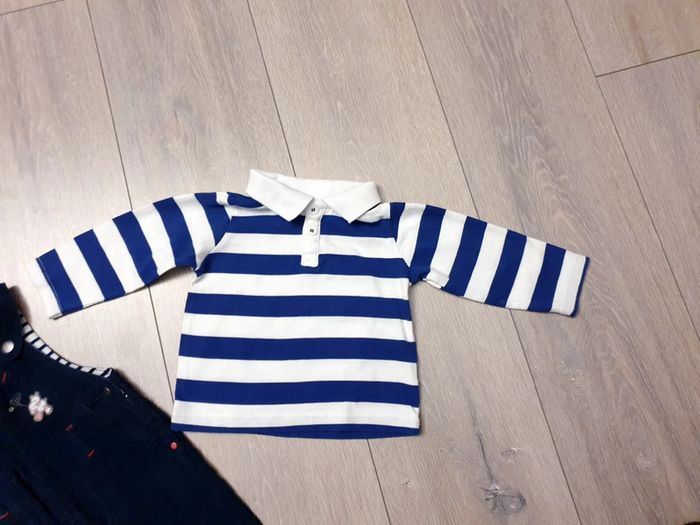 Ensemble 2 pièces. Bleu et blanc. Garçon 6 mois. Marque Pommette/ Sergent Major - photo numéro 2