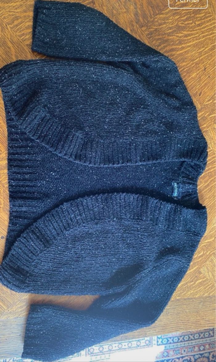 Petit gilet court noir pailleté/ Gilet/Gilet noir/ Pailettes - photo numéro 2