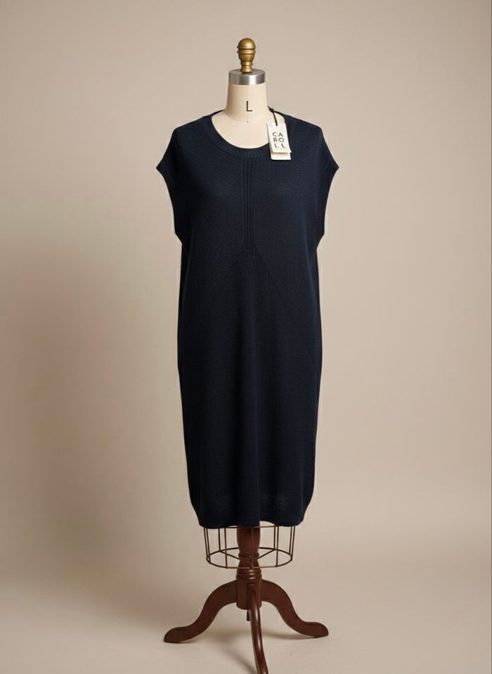 Caroll - Robe-pull 100% Laine RWS - Taille L - Bleu Marine - Neuf avec étiquette - photo numéro 1