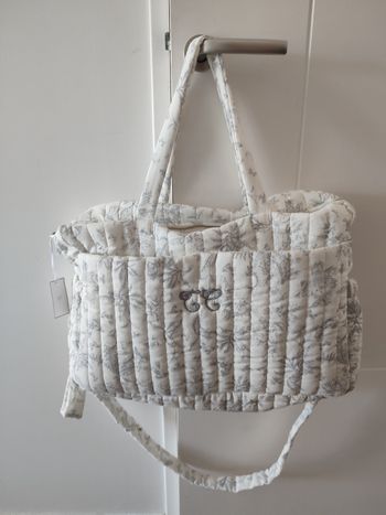 Sac tartine et chocolat toile de Jouy gris neuf