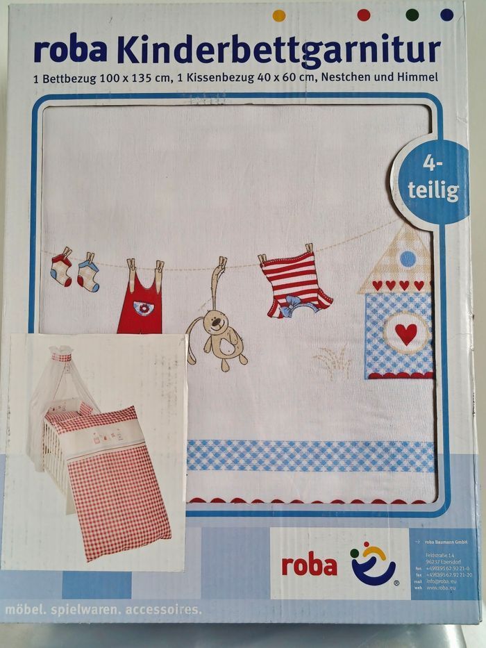 Parure de lit bébé complète ROBA - NEUF - 4 pièces - Vichy Rouge - photo numéro 2