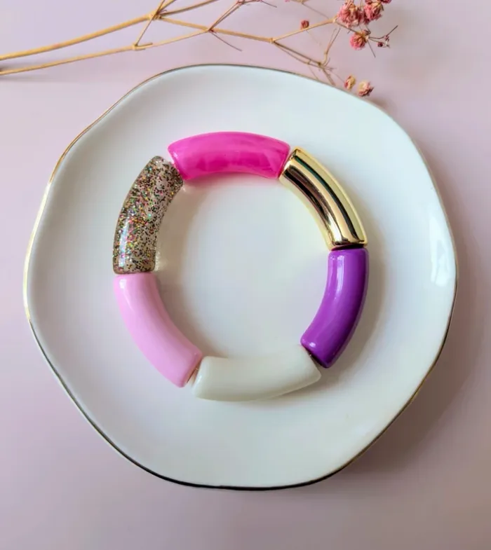 Bracelet tube multicolore rose