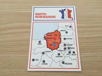Carte région Haute-Normandie pièce détachée jeu de société Richesses de France édition Nathan #A42