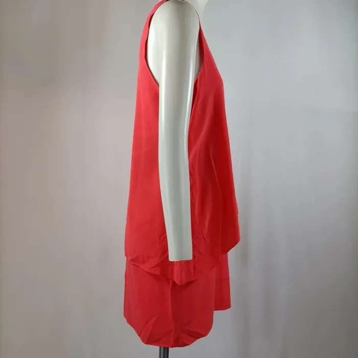 Robe rouge Pablo Gérard Darel coupe fluide superposée 100 % soie Taille 40 A1193 - photo numéro 4