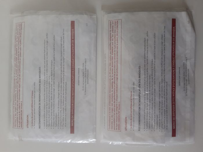 Lot 2 masques "Armor Lux" - photo numéro 2