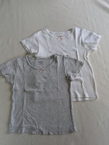 Lot de 2  Tshirts MC sous pull gris et blanc - 4/5A - Kiabi