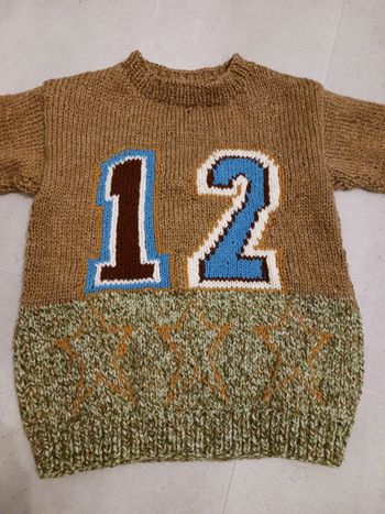 Pull tricoté main taille 12 ans Phildar Neuf