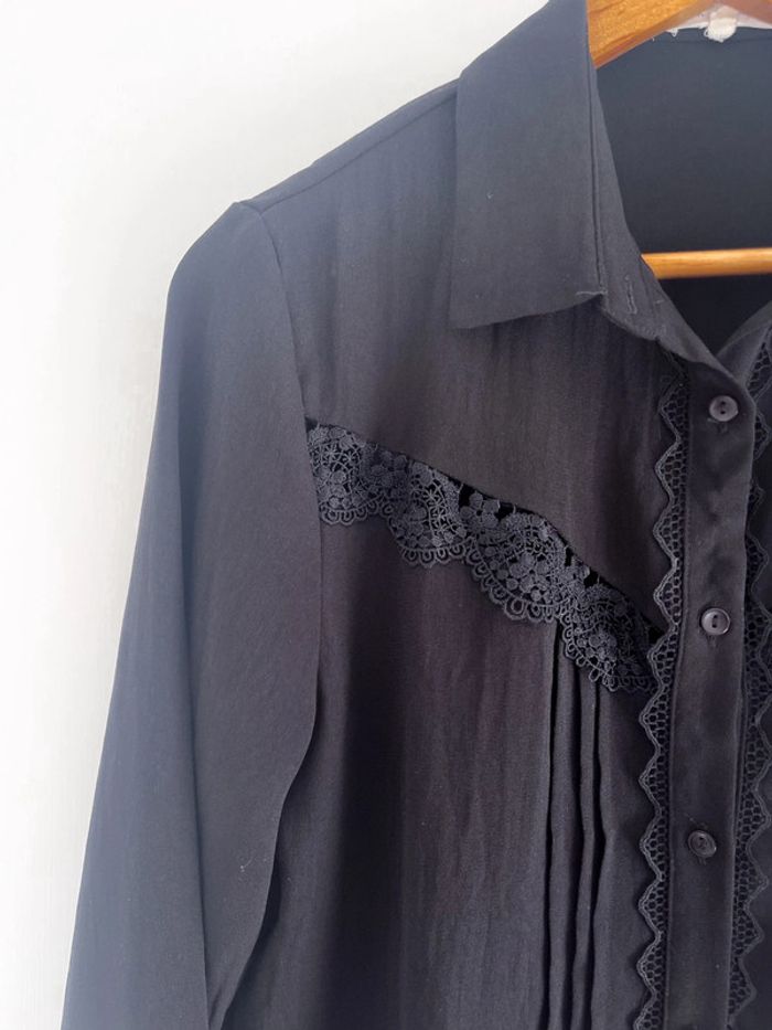 🌟 Chemise blouse manches longues noir avec broderie - photo numéro 13