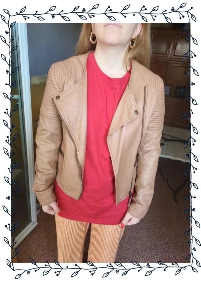 Veste en cuir marron