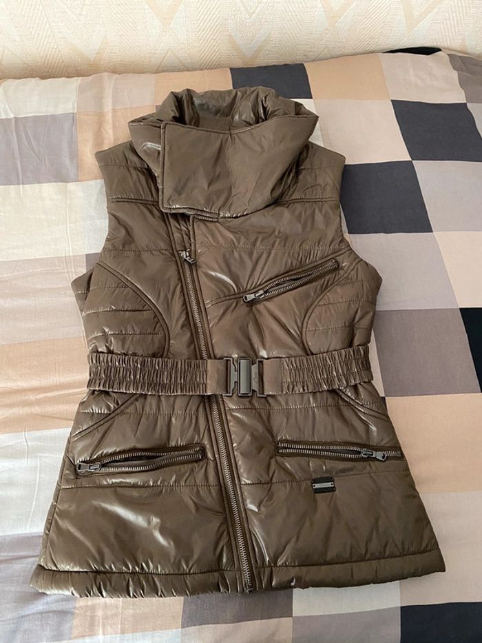 Superbe belle doudoune sans manche Diesel Vintage Y2K brun brillant taille M neuve sans étiquette - photo numéro 11