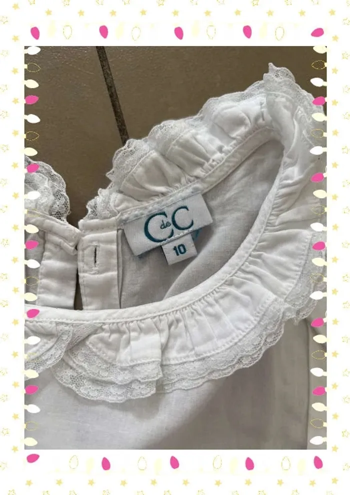 Chemise blanche élégante C de C – Taille 10 ans, enfant fille - photo numéro 3