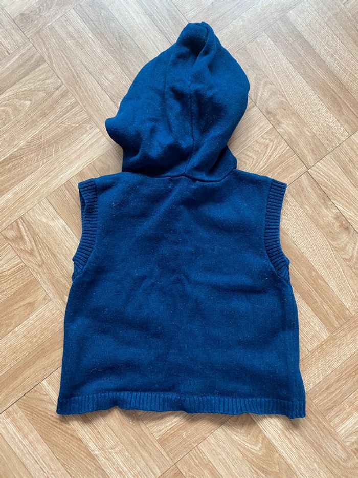 Gilet boutonné à capuche et manches courtes bleu taille 12 mois Grain de Blé - photo numéro 3