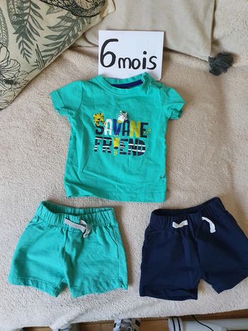 Lot 2 shorts et 1 tee-shirt bébé 6mois