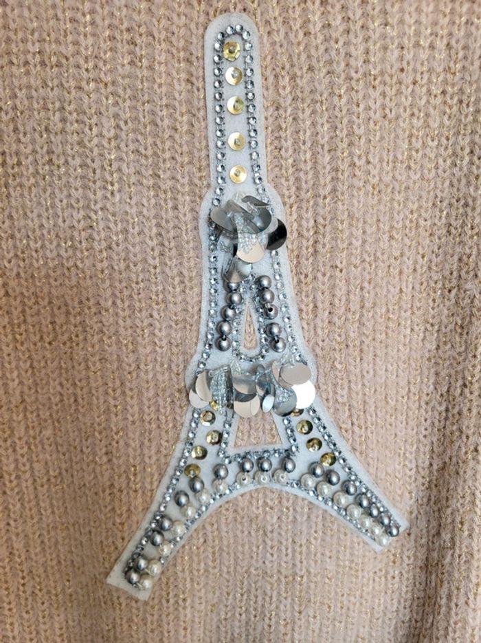 Pull chaud Osley taille 38/40 tour eiffel perle strass sequins - photo numéro 3