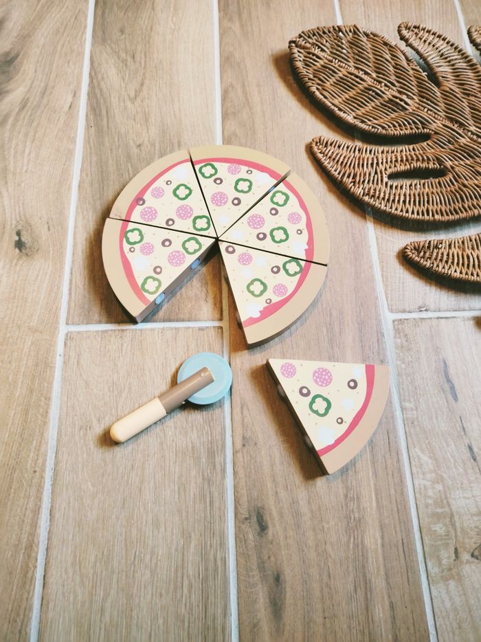 🍕Dinette parts de pizza à scratch en bois