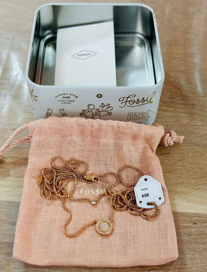 Parure collier et bracelet fossil rosegold - photo numéro 4