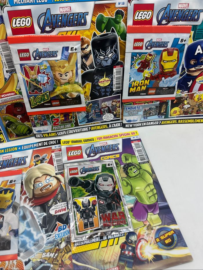 Lot de 5 livres D’activités Magazines Lego Avenger Avec leurs figurines Neuf - photo numéro 3