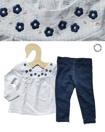 12 mois ensemble blouse obaibi et pantalon Kiabi