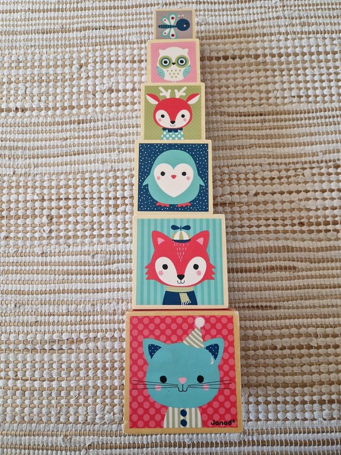 Cubes en bois à empiler 🐰🦊
